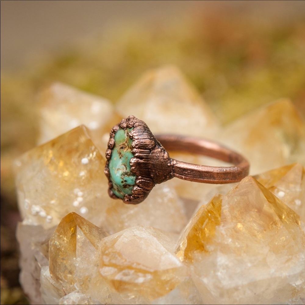 Turquoise copper ring size 6